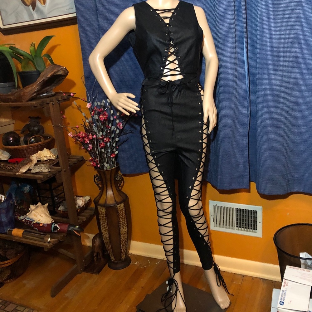 Black Lace-Up Jumpsuit
